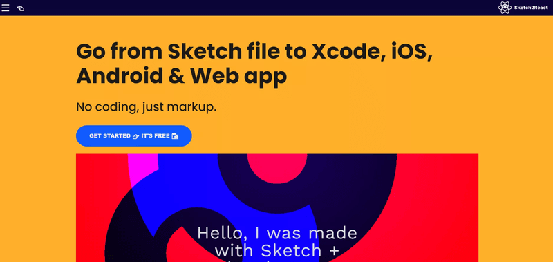 Sketch2React home page